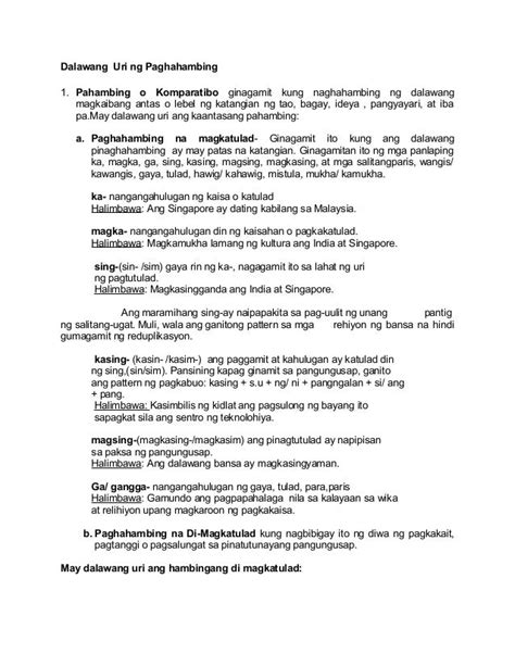 Dalawang Uri Ng Paghahambing: Mga Halimbawa At .